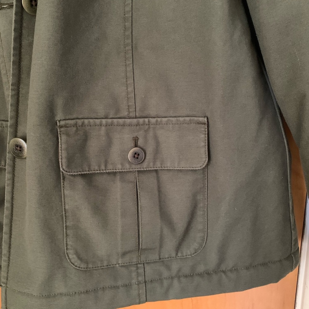 L.L. Bean Olive Green Jacket with Brown Collar - Picture 2 of 7
